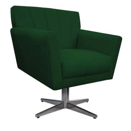 Poltrona Decorativa Laura Base Giratória de Metal Suede Verde - Amarena Móveis