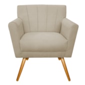 Poltrona Decorativa Laura Pés Palito Mel Suede Bege - Amarena Móveis