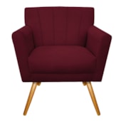 Poltrona Decorativa Laura Pés Palito Mel Suede Bordô - Amarena Móveis