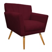 Poltrona Decorativa Laura Pés Palito Mel Suede Bordô - Amarena Móveis
