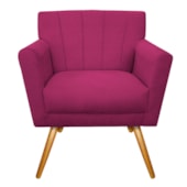 Poltrona Decorativa Laura Pés Palito Mel Suede Pink - Amarena Móveis