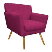 Poltrona Decorativa Laura Pés Palito Mel Suede Pink - Amarena Móveis