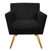 Poltrona Decorativa Laura Pés Palito Mel Suede Preto - Amarena Móveis