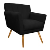 Poltrona Decorativa Laura Pés Palito Mel Suede Preto - Amarena Móveis