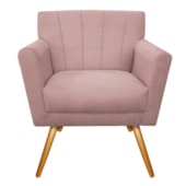 Poltrona Decorativa Laura Pés Palito Mel Suede Rosê - Amarena Móveis