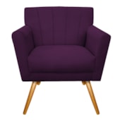 Poltrona Decorativa Laura Pés Palito Mel Suede Roxo - Amarena Móveis