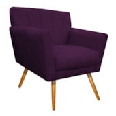 Poltrona Decorativa Laura Pés Palito Mel Suede Roxo - Amarena Móveis