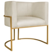 Poltrona Decorativa Luna Base de Ferro Dourado Bouclé Bege