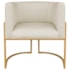 Poltrona Decorativa Luna Base de Ferro Dourado Bouclé Bege