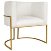 Poltrona Decorativa Luna Base de Ferro Dourado Bouclé Branco