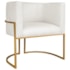 Poltrona Decorativa Luna Base de Ferro Dourado Bouclé Branco