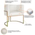 Poltrona Decorativa Luna Base de Ferro Dourado Bouclé Branco