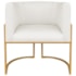 Poltrona Decorativa Luna Base de Ferro Dourado Bouclé Branco