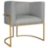Poltrona Decorativa Luna Base de Ferro Dourado Bouclé Cinza