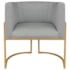 Poltrona Decorativa Luna Base de Ferro Dourado Bouclé Cinza