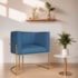 Poltrona Decorativa Luna Base de Ferro Dourado Linho Azul Royal