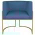 Poltrona Decorativa Luna Base de Ferro Dourado Linho Azul Royal