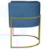 Poltrona Decorativa Luna Base de Ferro Dourado Linho Azul Royal
