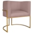 Poltrona Decorativa Luna Base de Ferro Dourado Linho Rose