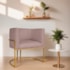 Poltrona Decorativa Luna Base de Ferro Dourado Linho Rose
