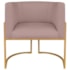 Poltrona Decorativa Luna Base de Ferro Dourado Linho Rose