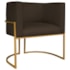 Poltrona Decorativa Luna Base de Ferro Dourado Sintético Marrom