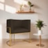 Poltrona Decorativa Luna Base de Ferro Dourado Sintético Marrom