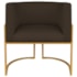 Poltrona Decorativa Luna Base de Ferro Dourado Sintético Marrom