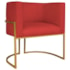 Poltrona Decorativa Luna Base de Ferro Dourado Sintético Vermelho