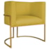 Poltrona Decorativa Luna Base de Ferro Dourado Suede Amarelo