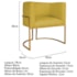 Poltrona Decorativa Luna Base de Ferro Dourado Suede Amarelo