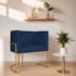 Poltrona Decorativa Luna Base de Ferro Dourado Suede Azul Marinho