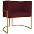 Poltrona Decorativa Luna Base de Ferro Dourado Suede Bordo