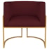 Poltrona Decorativa Luna Base de Ferro Dourado Suede Bordo