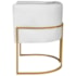 Poltrona Decorativa Luna Base de Ferro Dourado Suede Branco