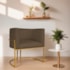 Poltrona Decorativa Luna Base de Ferro Dourado Suede Marrom