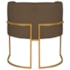 Poltrona Decorativa Luna Base de Ferro Dourado Suede Marrom