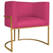 Poltrona Decorativa Luna Base de Ferro Dourado Suede Pink