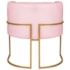 Poltrona Decorativa Luna Base de Ferro Dourado Suede Rosa Bebe