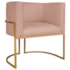 Poltrona Decorativa Luna Base de Ferro Dourado Suede Rose