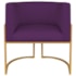 Poltrona Decorativa Luna Base de Ferro Dourado Suede Roxo