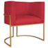 Poltrona Decorativa Luna Base de Ferro Dourado Suede Vermelho