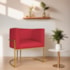 Poltrona Decorativa Luna Base de Ferro Dourado Suede Vermelho