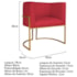 Poltrona Decorativa Luna Base de Ferro Dourado Suede Vermelho