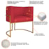 Poltrona Decorativa Luna Base de Ferro Dourado Suede Vermelho