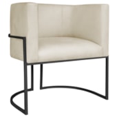 Poltrona Decorativa Luna Base de Ferro Preto Bouclé Bege