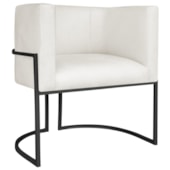 Poltrona Decorativa Luna Base de Ferro Preto Bouclé Branco