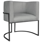 Poltrona Decorativa Luna Base de Ferro Preto Bouclé Cinza