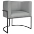 Poltrona Decorativa Luna Base de Ferro Preto Bouclé Cinza