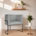 Poltrona Decorativa Luna Base de Ferro Preto Bouclé Cinza